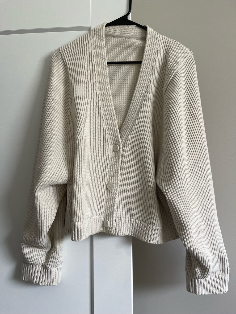 lululemon athletica Cream Ribbed Button Cardigan